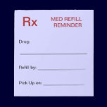 Medication Refill Reminder Notepad - Light Blue notepads