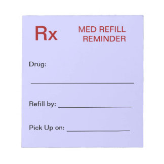 Medication Refill Reminder Notepad - Light Blue
