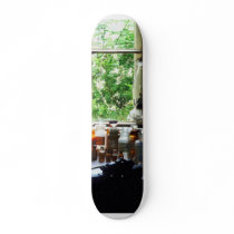 Medicine and Hurricane Lamp on Desk Skate Boards
