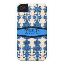 Medieval art nouveau unisex blue design monogram