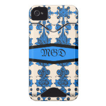 Medieval art nouveau unisex blue design monogram