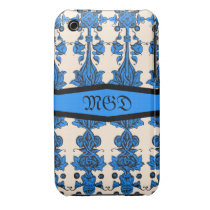 Medieval art nouveau unisex blue design monogram