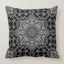 Medieval Batik Black+White Art Fusion Cushion pillows