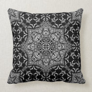 Medieval Batik Black White Art Fusion Cushion Throw Pillows