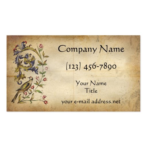 Medieval Bird Business Card (front side)
