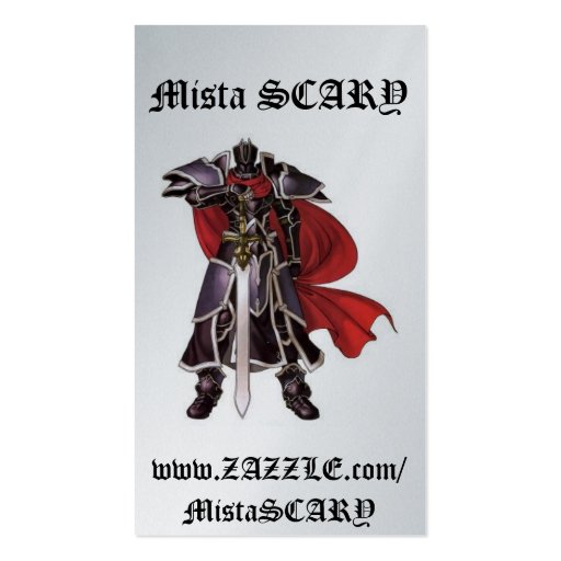 Medieval Black Knight Sword Profile Card Custom Business Card Template (front side)