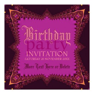  Bright Purple Hot Pink Party Invitations