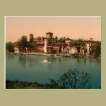 Medieval Castle and Market Town, Turin, Italy postcards