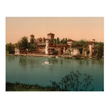 Medieval Castle and Market Town, Turin, Italy Postcard