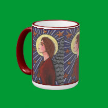 Medieval Christmas Angel - holiday mug by folkartblonde Medieval Christmas Angel - holiday mug