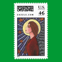 Medieval Christmas Angel - holiday stamp stamps
