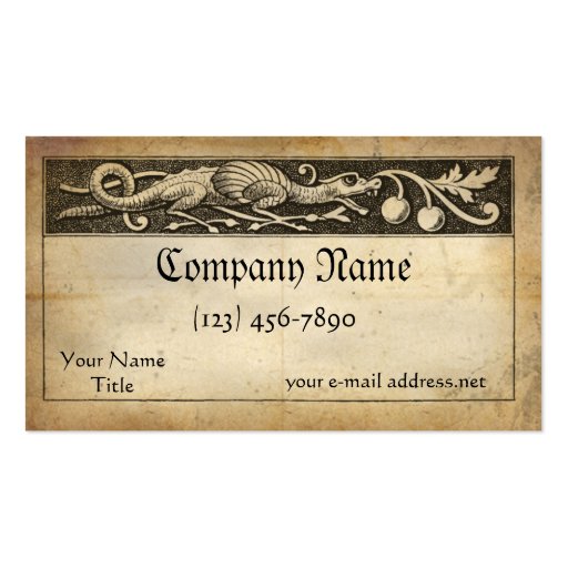 Medieval dragon banner business card (front side)