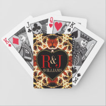 Medieval Fire Heart Custom Initials Playing  Cards playing cards