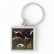 Medieval Greyhounds Fine Art Keychain