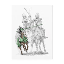 Medieval Knight on Horse Jousting Post Cards