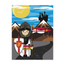 Medieval Knight with Flags Postcard by markmurphycreative Medieval Knight with Flags Postcard