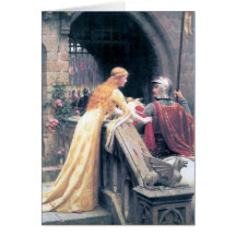 Medieval lady knight castle painting gift greeting card