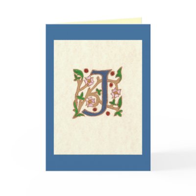 MEDIEVAL LETTER J GREETING CARDS by kates_kards