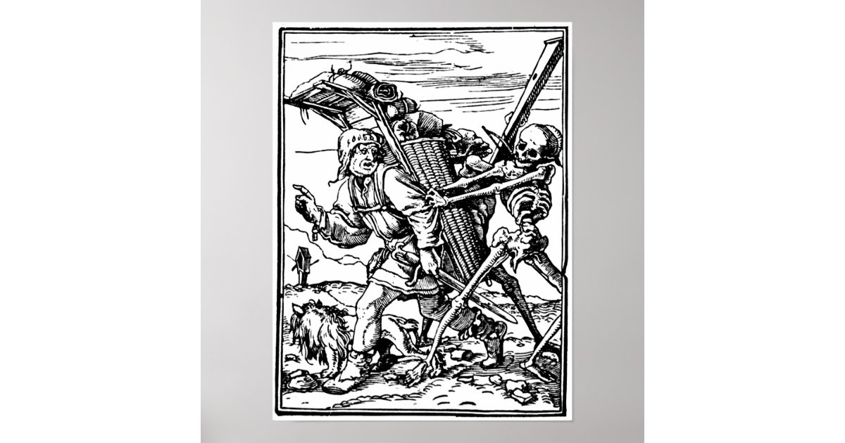 Medieval Memento Mori Engraving Poster | Zazzle