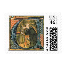 Medieval Monk Postage Stamps