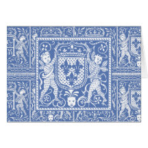 Medieval Renaissance Elegant Blue and White Greeting Card