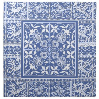 Medieval Renaissance Elegant Blue and White Cloth Napkins