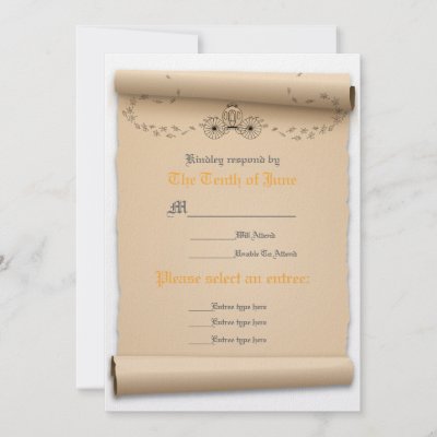 Wedding Response Card Invitation Stock Medieval Theme scroll image with