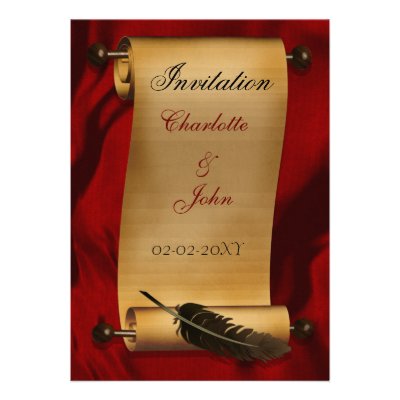 medieval scroll vintage invitation
