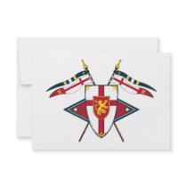 Medieval Shield and Flags RSVP Card Custom Invitation