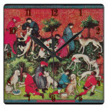 Medieval Tapestry Square Wall Clock