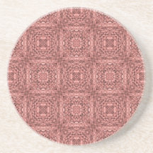 Medieval tiles in peach drink coaster