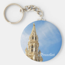 medieval Town Hall in Brussels Keychains