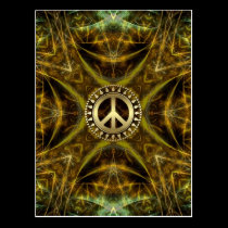 Medieval Visions Golden Peace Symbol Postcard postcards