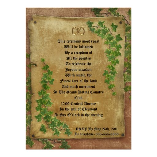 Medieval wedding Invitation large format
