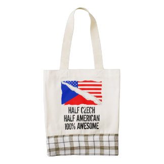 Medio impresionante americano a medias checo bolsa tote zazzle HEART