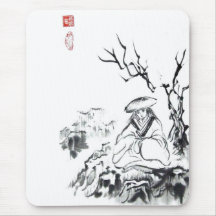 Meditating Samurai Art Mouse Pads