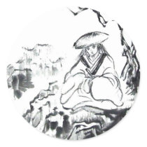Meditating Samurai Art stickers