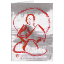 Meditating Shaolin Monk Blank Card