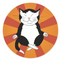 Meditating Tuxedo Kitty Stickers
