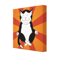 Meditating Tuxedo Kitty Wrapped Canvas Print wrappedcanvas