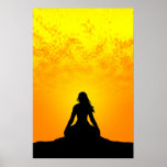 Meditating woman poster