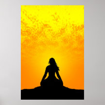 Meditating woman poster