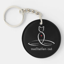 Meditation Cat - Fancy style text. Acrylic Keychains