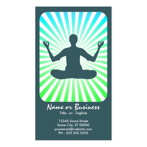 meditation : retro rays business card (front side)