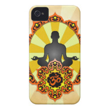Meditation Yoga Aum, orange and yellow iPhone 4 Case-Mate Cases