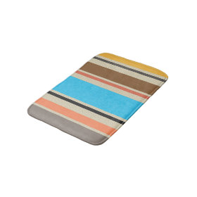 Mediterranean Beach Color Stripe Tile Pattern Bath Mats