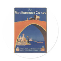 Mediterranean Cruises stickers by vintage_poster Mediterranean Cruises stickers