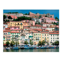 Mediterranean Sea Coast Italy Village and Harbor Post Card