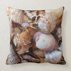 Mediterranean sea shells throw pillow