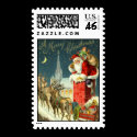 MEDIUM-Antique Christmas Santa Postage Stamp